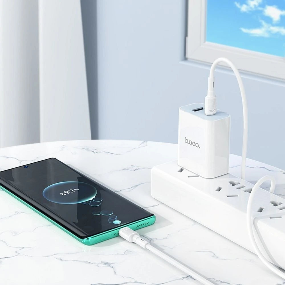 USB kabelis Hoco X83 60W Type-C iki Type-C 1.0m baltas