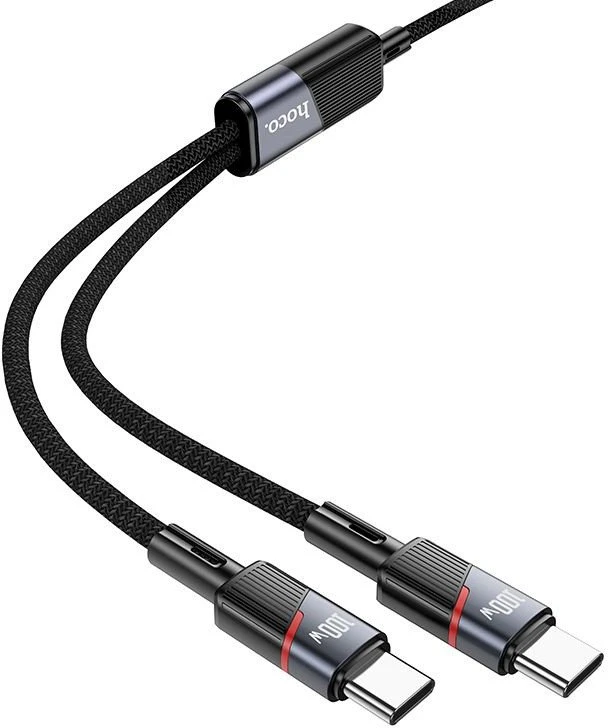 Cable 2in1 USB C į USB C / USB C Hoco 5A 100W 1,2 m U139 juodas