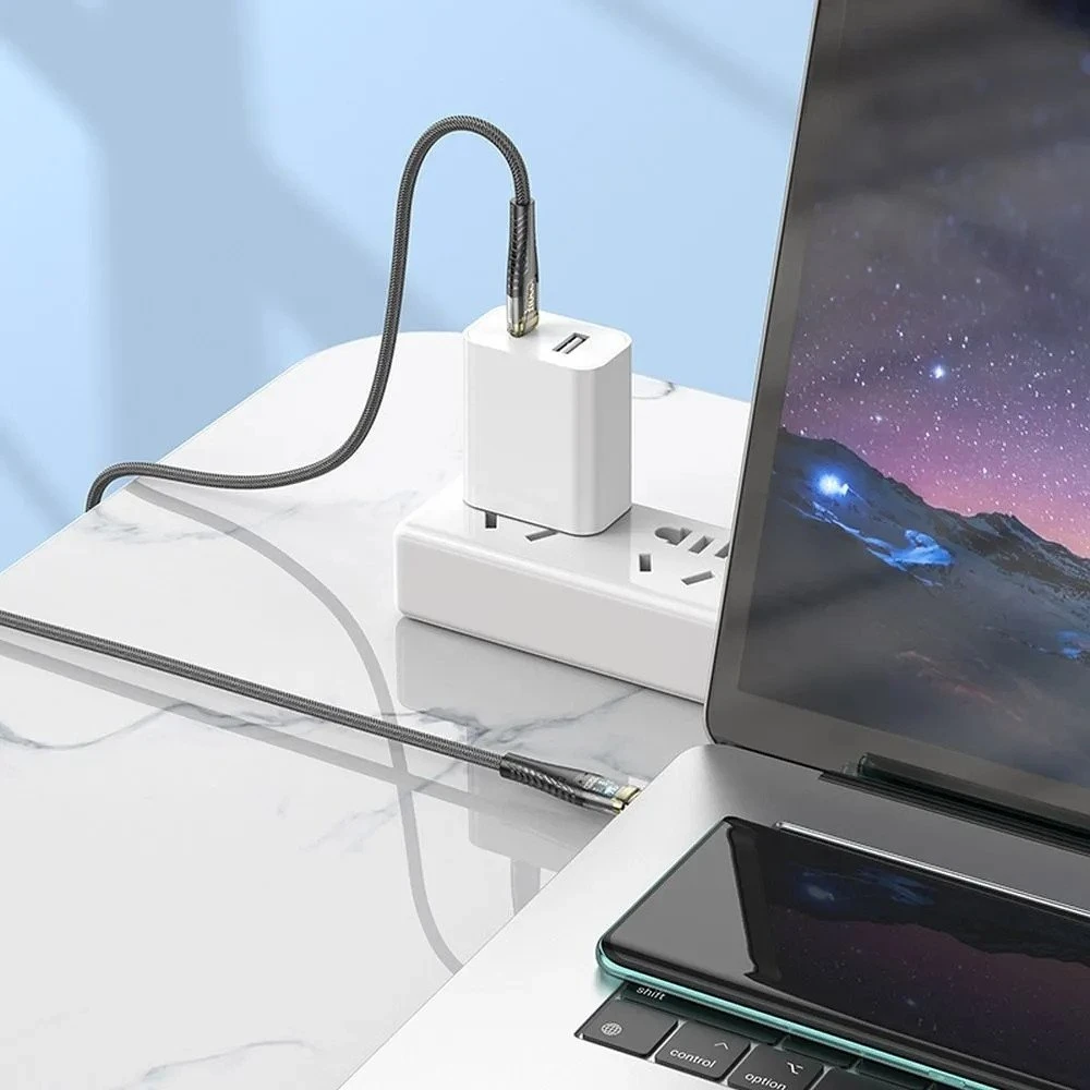 Cable USB C to USB C Hoco 3A 60W 1,2 m U121 juodas