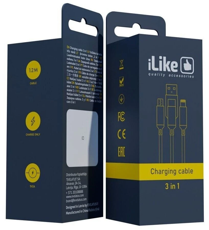 iLike CCI02 Pīta auduma izturīgs USB 3in1 Kabelis ar USB uz Micro USB / Lightning / Type-C 1m Sarkans