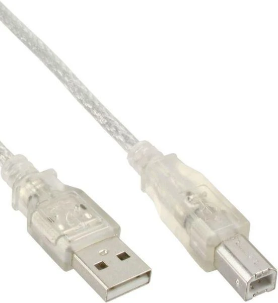 InLine USB 2.0 laidas, nuo A iki B, skaidrus - 10m