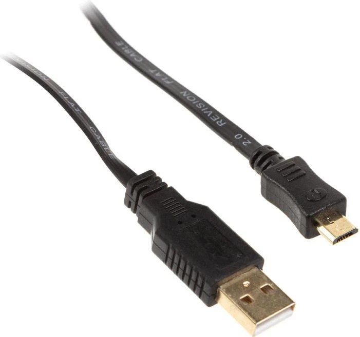 InLine Micro-USB 2.0 plokščias kabelis, USB-A iki Micro-B, juodas - 3m