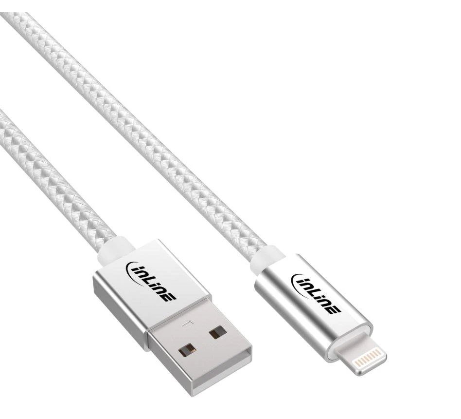 InLine Lightning USB laidas, sidabrinis/aliuminis, 1 m MFi sertifikuotas