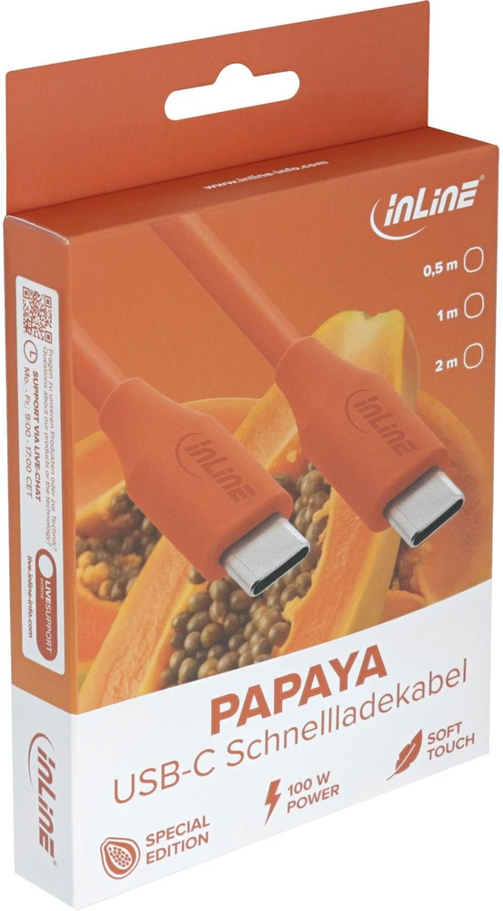 Kabelis USB InLine USB-C - USB-C 2 m Oranžinė