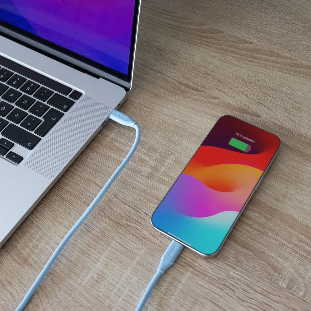 Inline USB laidas USB-C - USB-C 2 m, mėlynas