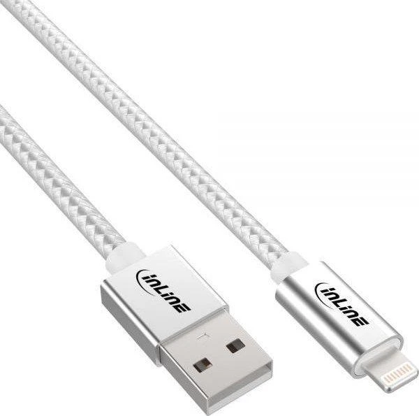 InLine Lightning USB kabelis, sidabrinis/aliuminis, 2m MFi sertifikuotas