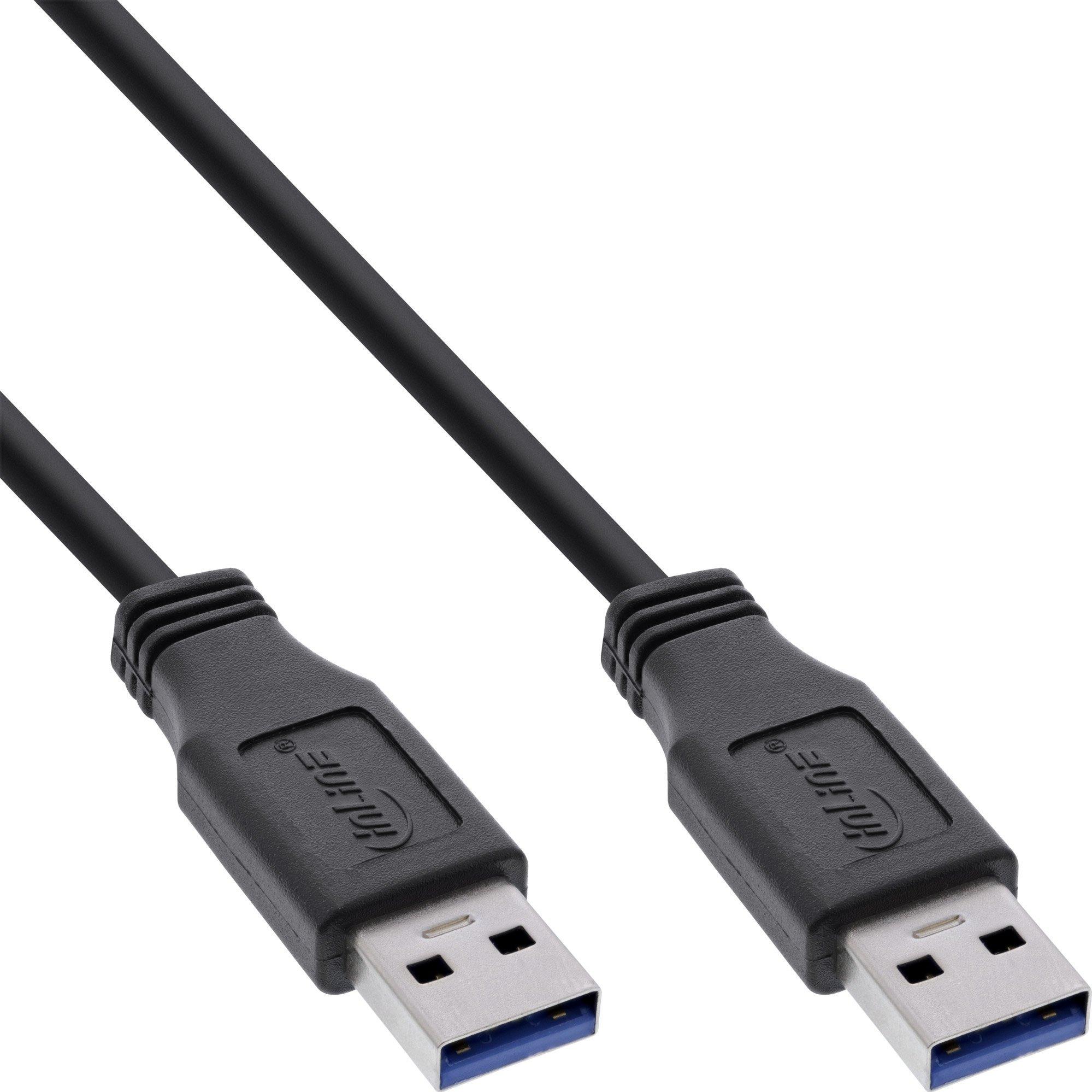 InLine USB 3.0 kabelis, nuo A iki A, juodas - 1,5 m