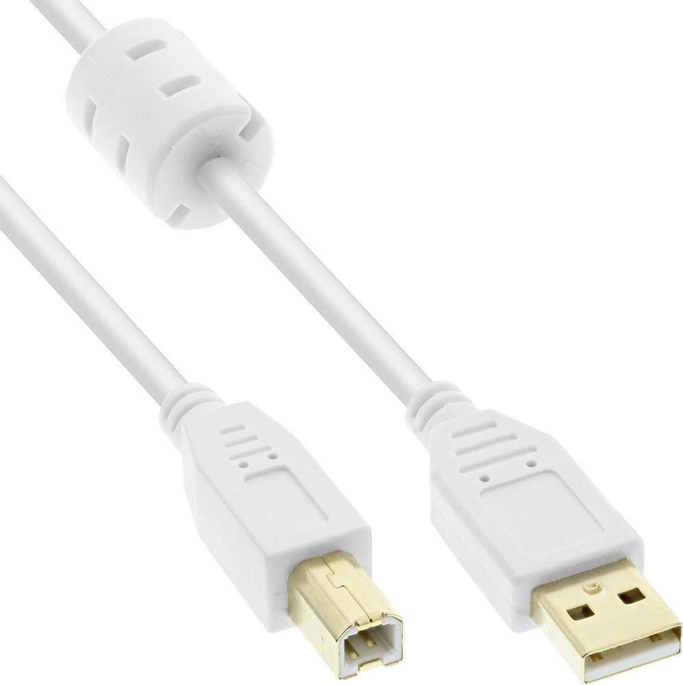 Kabelis USB InLine USB-A - USB-B 3 m Baltas (34535W)