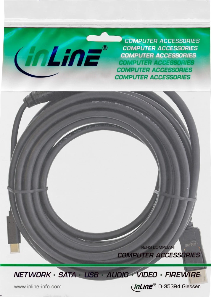 Kabelis USB InLine USB-C - DisplayPort 7,5 m Juodas (64127)