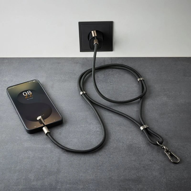 Kabelis USB Intenso Smycz USB-C 60 W 1.65 m Nylonowy Juodas (7991000)