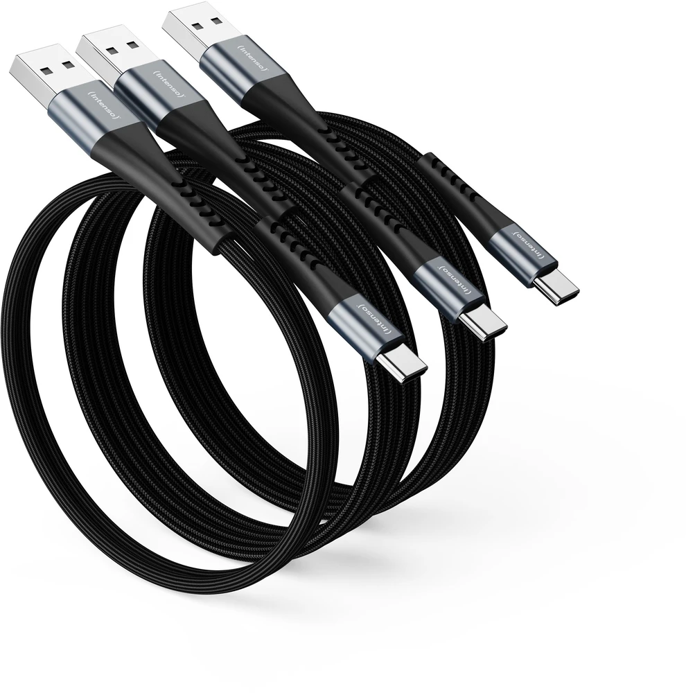 Kabelis USB Intenso USB-A - USB-C 0.5 m + 2x 2 m Juodas (7909030)