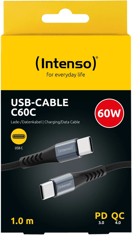 Kabelis USB Intenso USB-C - USB-C 1 m Juodas (7900600)