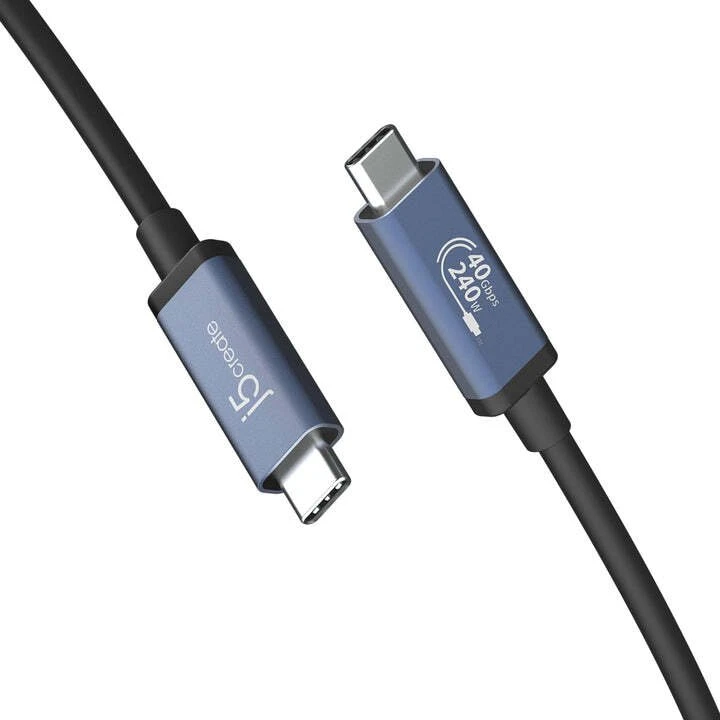 USB kabelis j5create 40Gb/s 240W USB Type-C laidas (JUC29L08-N)