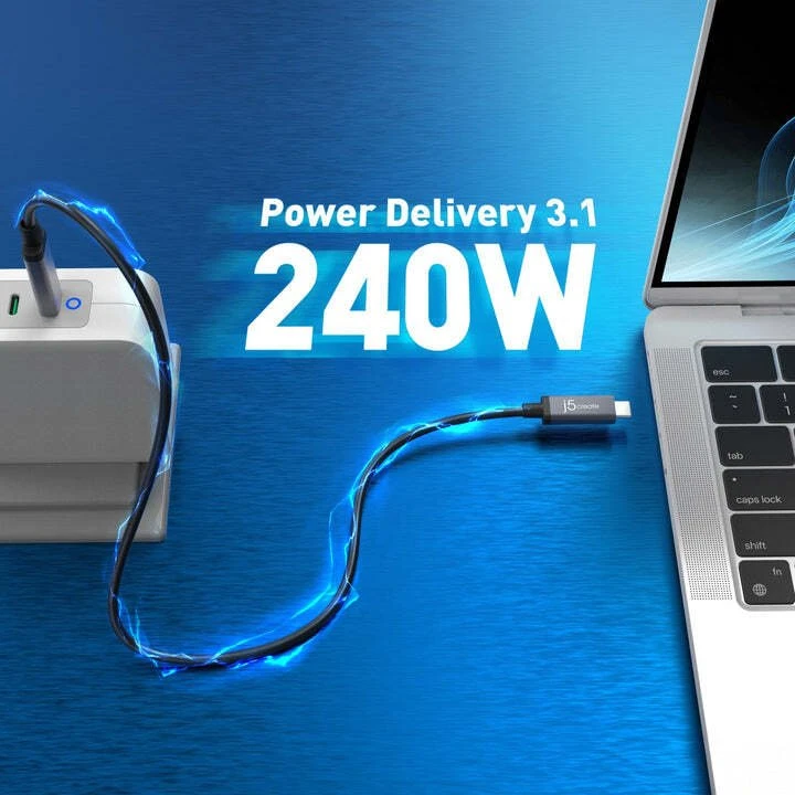 USB kabelis j5create 40Gb/s 240W USB Type-C laidas (JUC29L08-N)