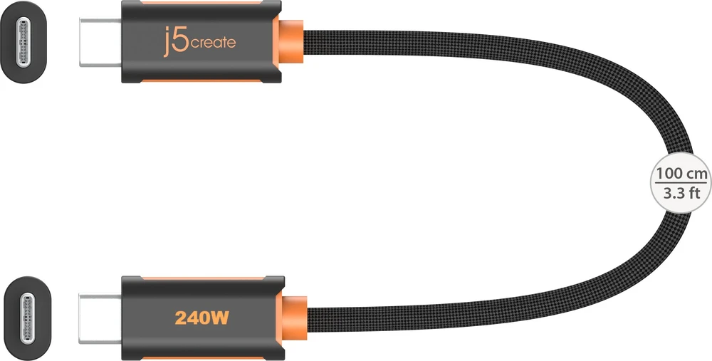 J5CREATE USB-C 240W greito įkrovimo kabelis 1 m