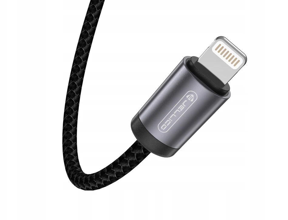 Jellico B27 Pīta Auduma iPhone un iPad USB-C uz Lightning Datu un Ātrās PD 30W uzlādes Vads 1m Melns