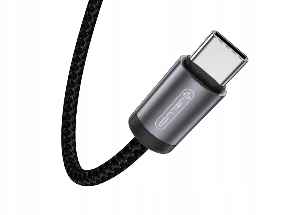 Jellico B27 Pīta auduma Universāla USB uz USB-C Datu un Ātrās PD 30W uzlādes Kabelis 1m Melns