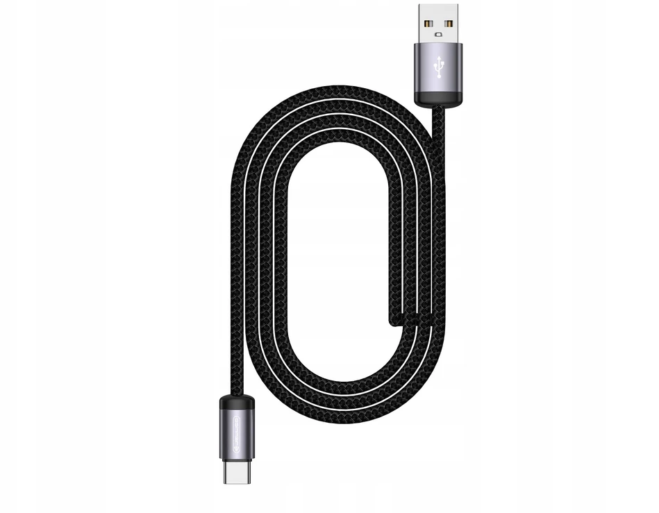 Jellico B27 Pīta auduma Universāla USB uz USB-C Datu un Ātrās PD 30W uzlādes Kabelis 1m Melns