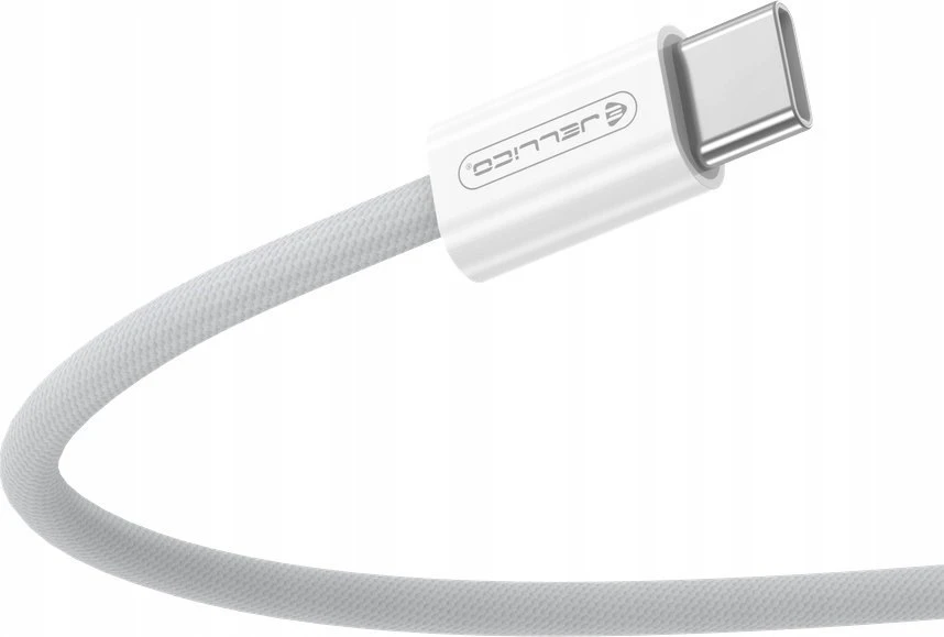 Jellico IP15 Pīta auduma iPhone 15 / 16 USB-C uz USB-C Datu & Ātrās PD 60W uzlādes kabelis 1m Balts