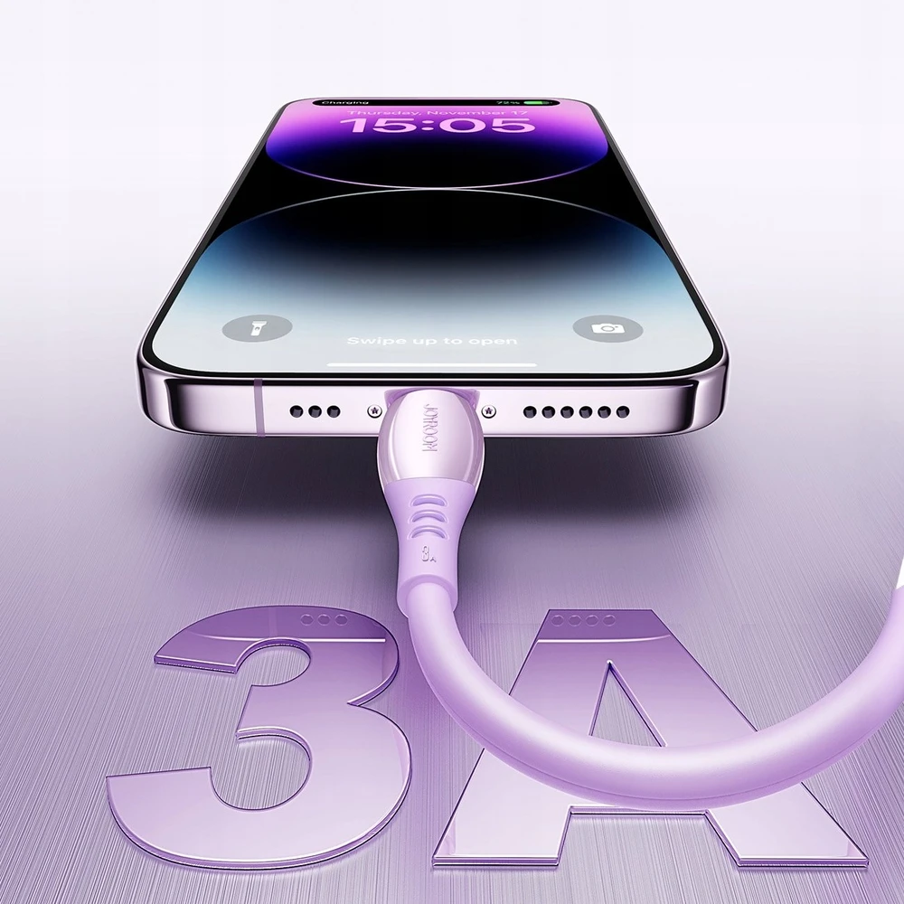 Joyroom S-A59 Vibrant Series 3A USB-A - Lightning kabelis 1.2m - violetinė