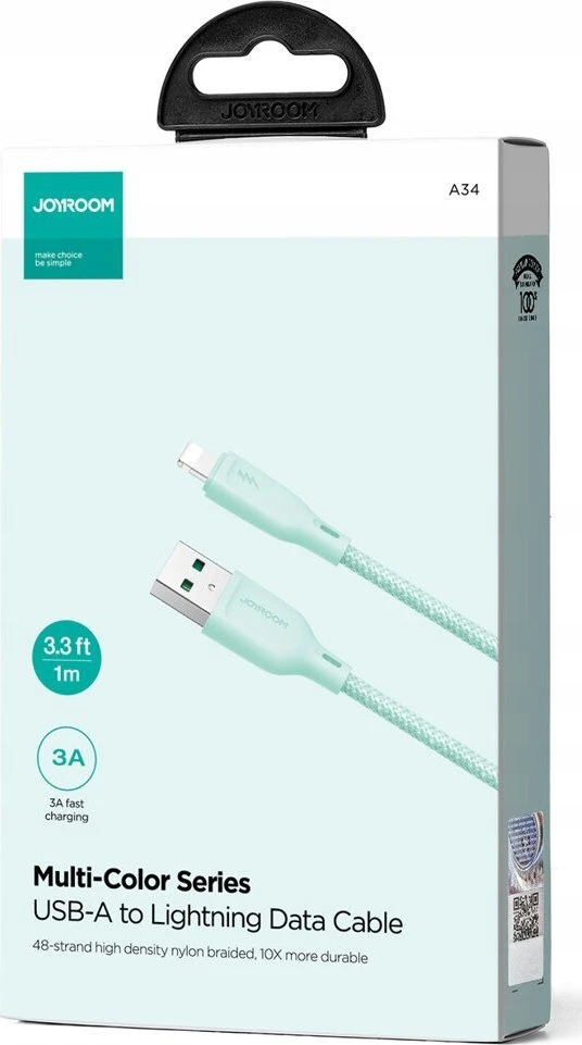 USB kabelis Joyroom (S-A34) lightning (3A) 1m žalias