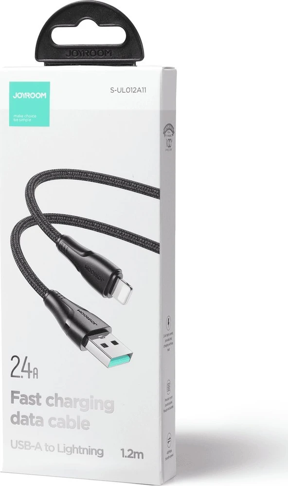 USB kabelis viršija / Lightning / 1.2 m Joyroom S-UL012A11 (juodas)