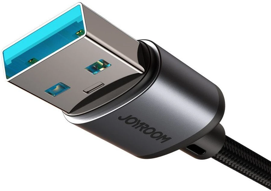 Joyroom S-A56 EnjoyX Series 90° USB-A – Lightning 3A kabelis 1.2m – juodos spalvos