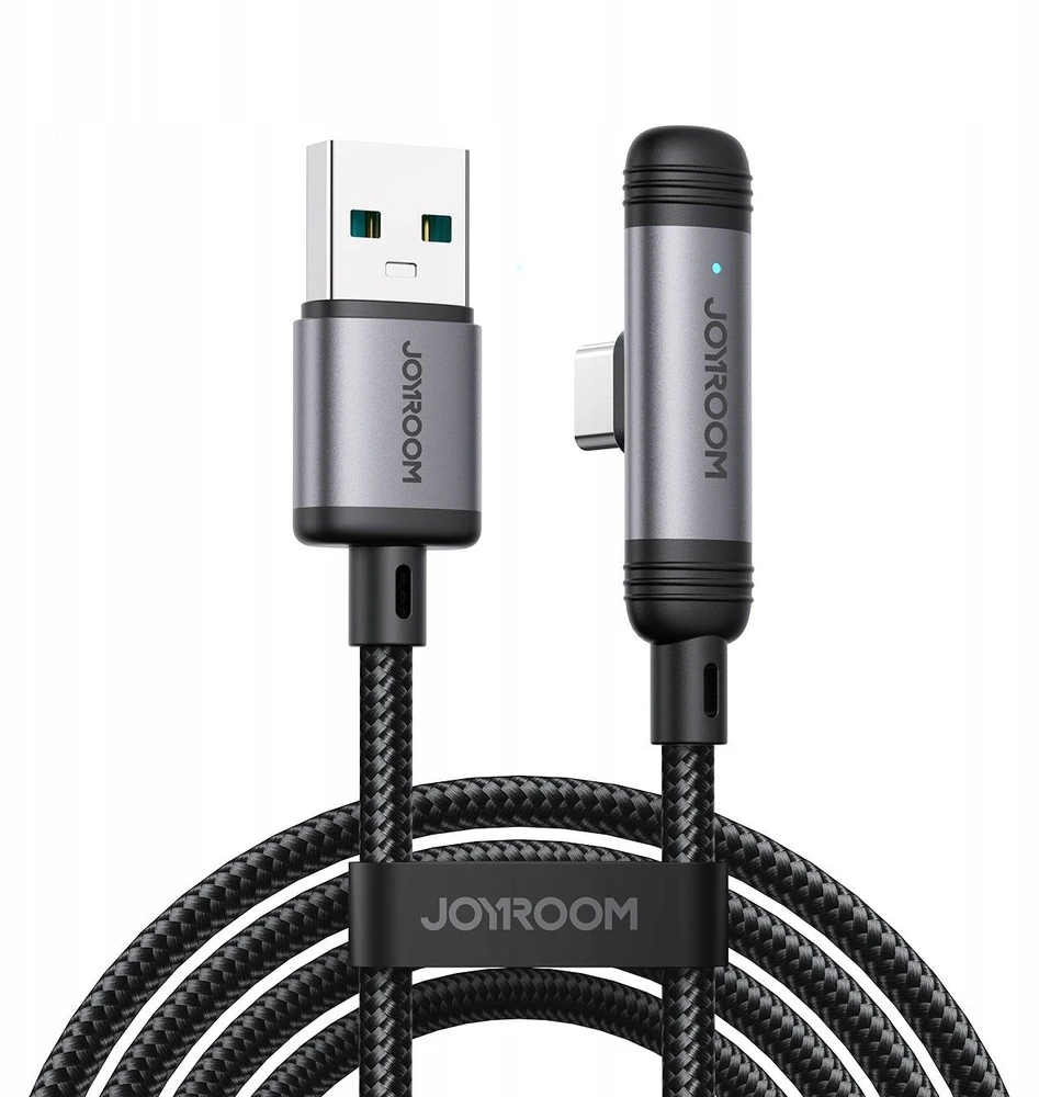 Joyroom S-A56 EnjoyX Series 90° USB-A – USB-C 3A kabelis 1.2m – juodos spalvos