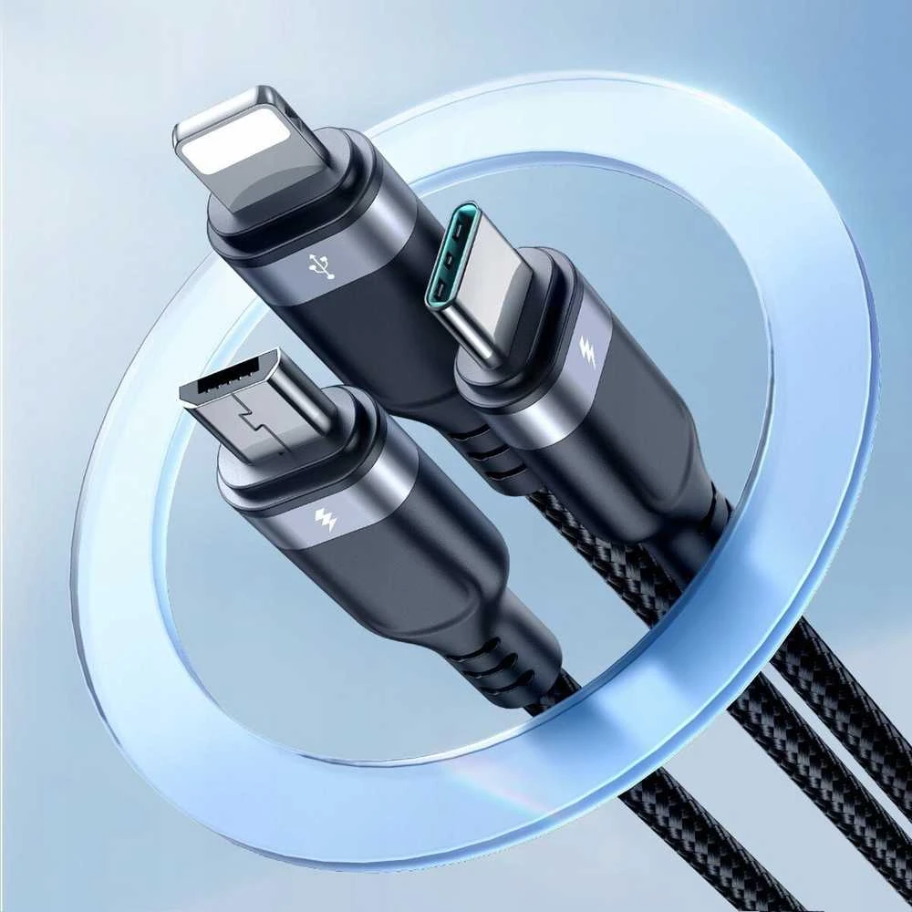 Daugiafunkcinis laidas, serija 3w1 Joyroom USB-A – Lightning / USB-C / mikro USB 1.2 m S-A18 (puikus)