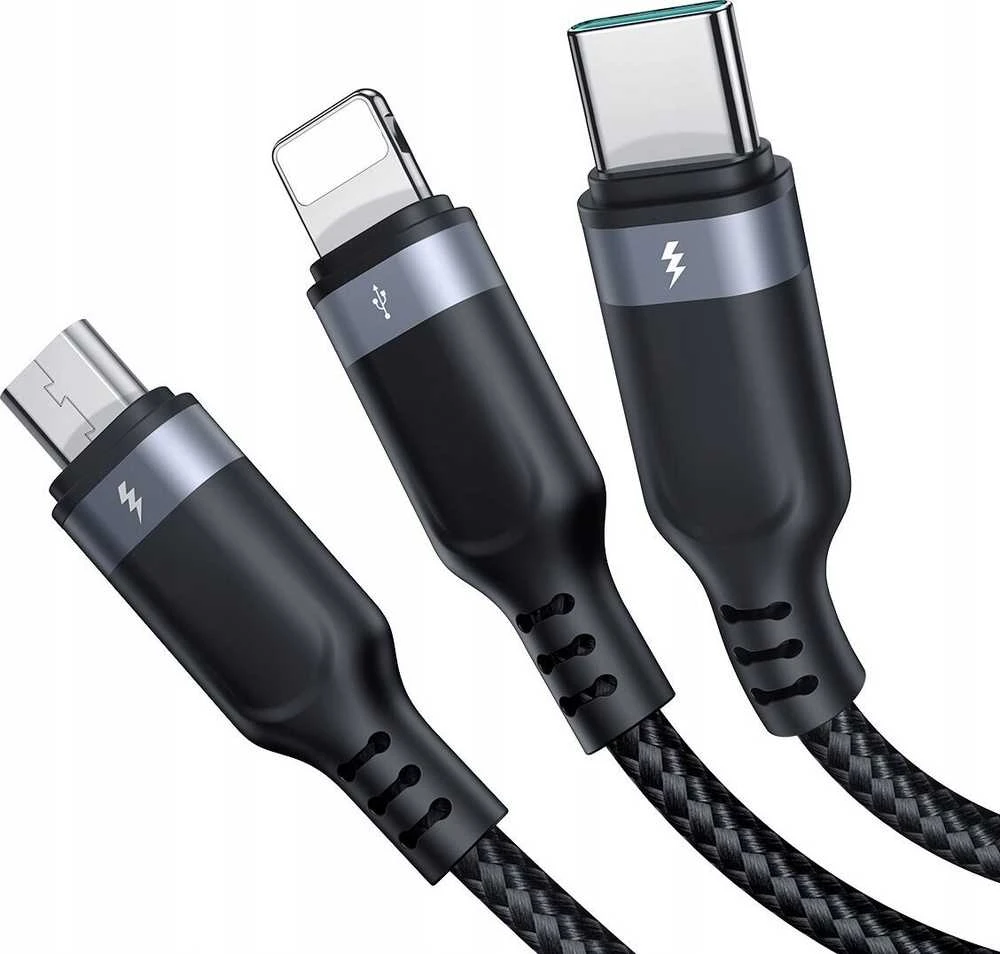 Daugiafunkcinis laidas, serija 3w1 Joyroom USB-A – Lightning / USB-C / mikro USB 1.2 m S-A18 (puikus)