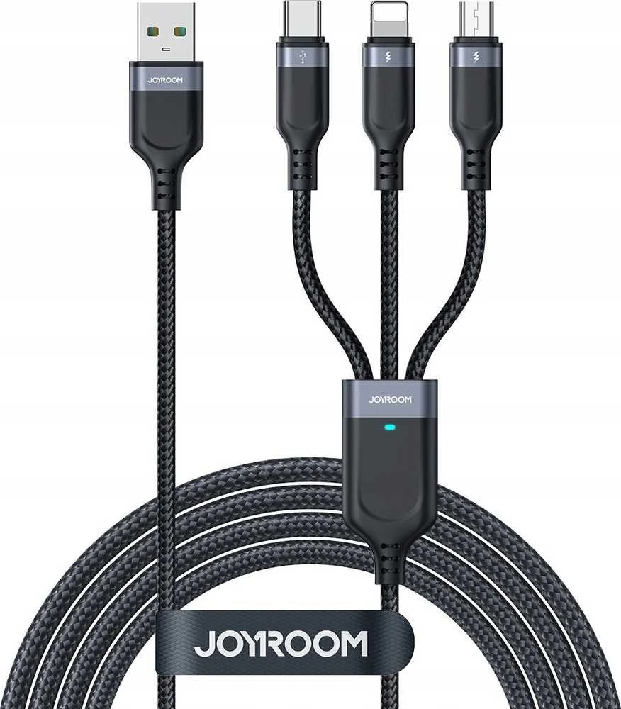 Daugiafunkcinis laidas, serija 3w1 Joyroom USB-A – Lightning / USB-C / mikro USB 1.2 m S-A18 (puikus)