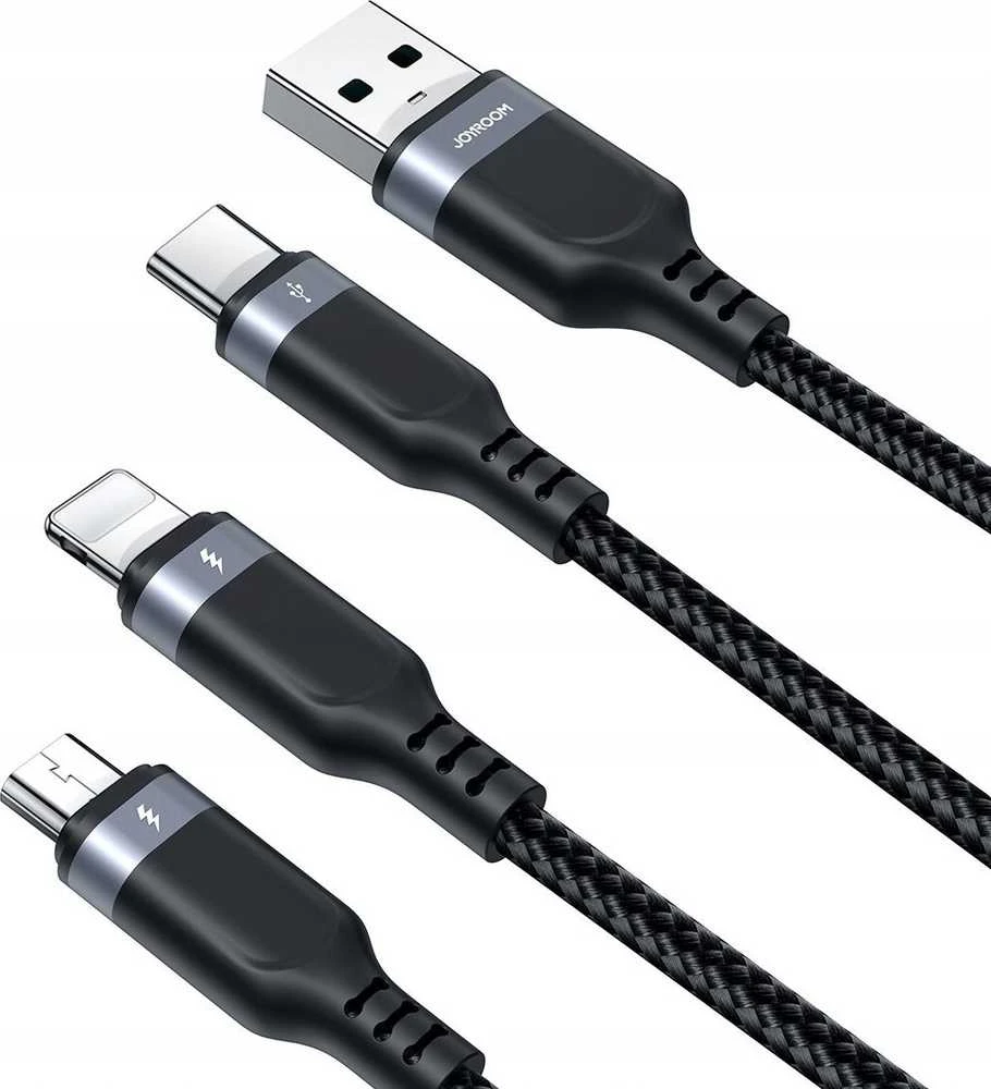Daugiafunkcinis laidas, serija 3w1 Joyroom USB-A – Lightning / USB-C / mikro USB 1.2 m S-A18 (puikus)