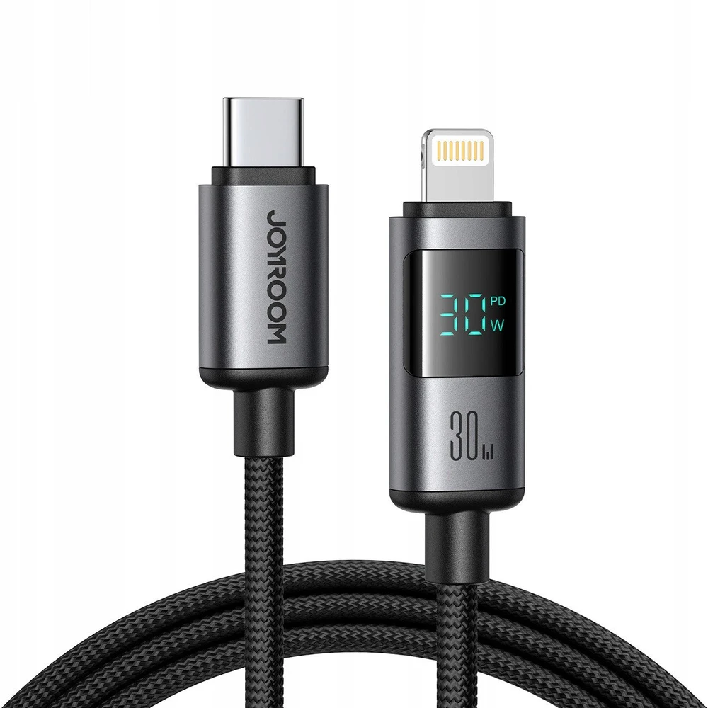 Joyroom S-A16 Pro Prism Series 30W USB-C – Lightning kabelis su Ekranas 1.2m – juodos spalvos
