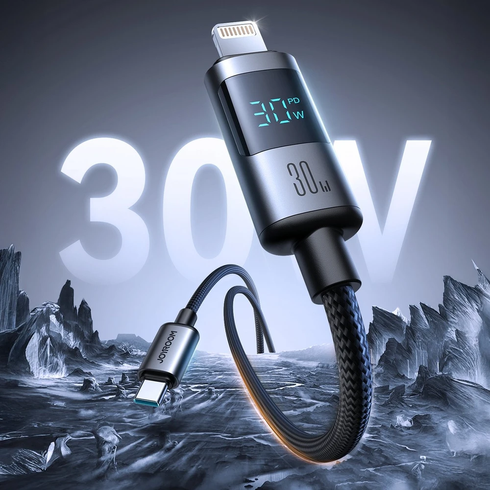Joyroom S-A16 Pro Prism Series 30W USB-C – Lightning kabelis su Ekranas 1.2m – juodos spalvos