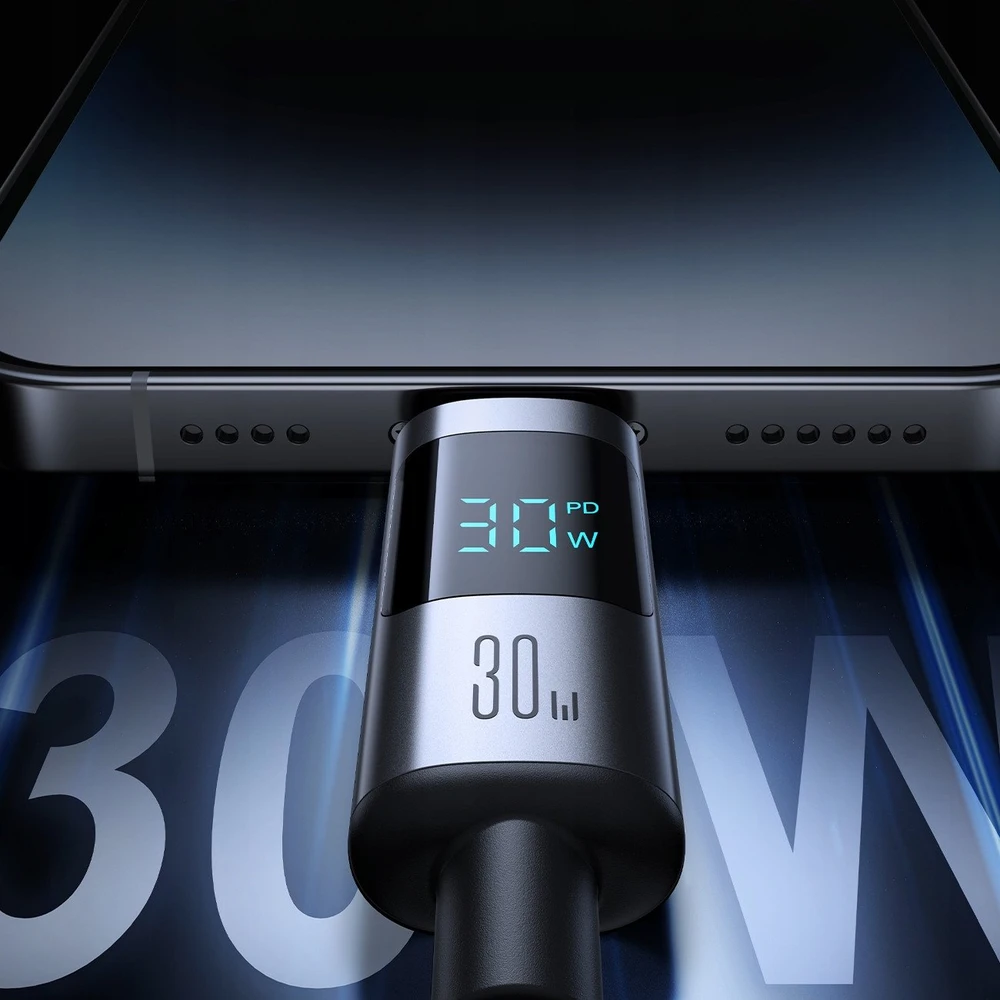 Joyroom S-A16 Pro Prism Series 30W USB-C – Lightning kabelis su Ekranas 1.2m – juodos spalvos