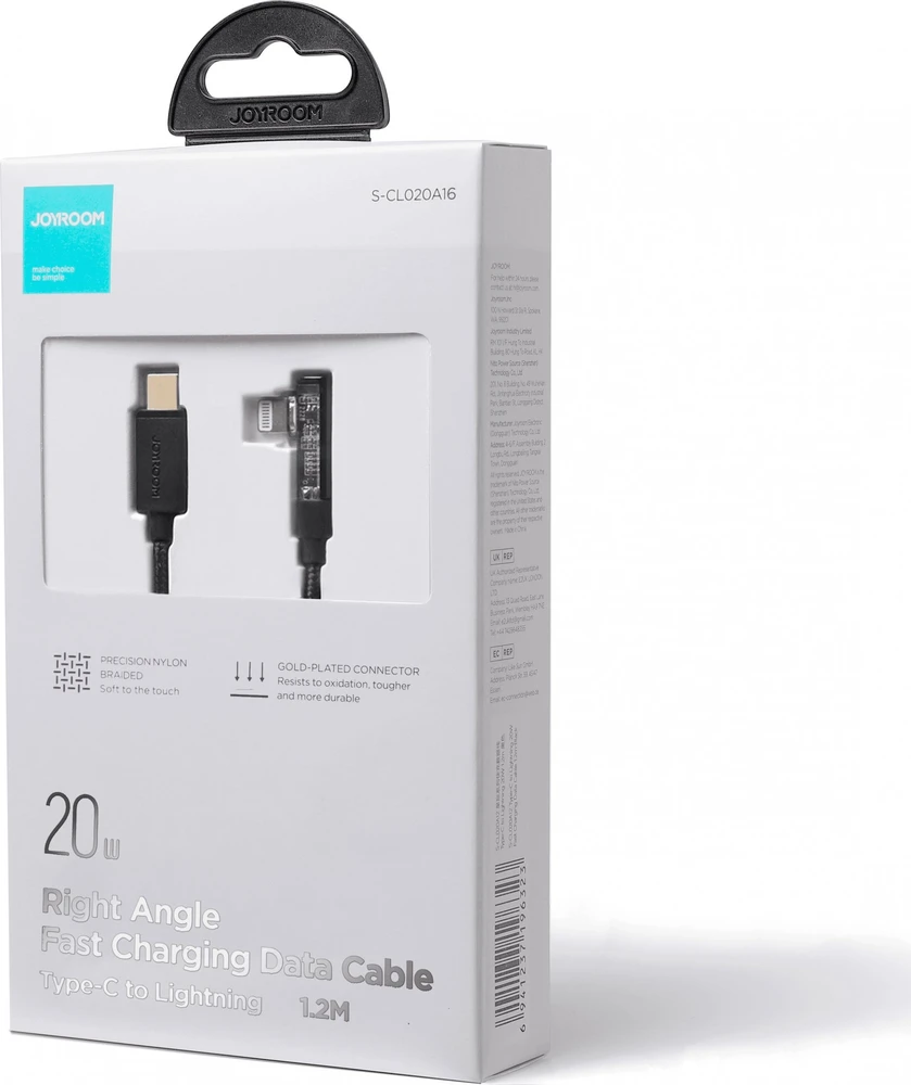 USB-C laidas, skirtas Lightning Joyroom S-CL020A6 1,2 m, 20 W, kampinis (juoda)