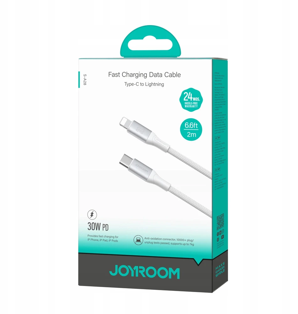 USB kabelis Joyroom S-A28 USB-C į Lightning 30W 2.0m baltas