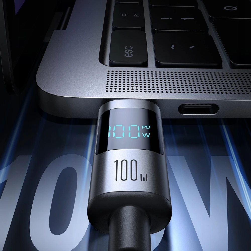 Joyroom S-A16 Pro Prism Series 100W USB-C kabelis – USB-C su Digital Ekranas 1.2m – juodos spalvos