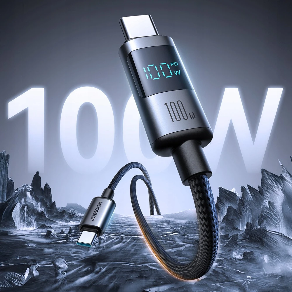 Joyroom S-A16 Pro Prism Series 100W USB-C kabelis – USB-C su Digital Ekranas 1.2m – juodos spalvos