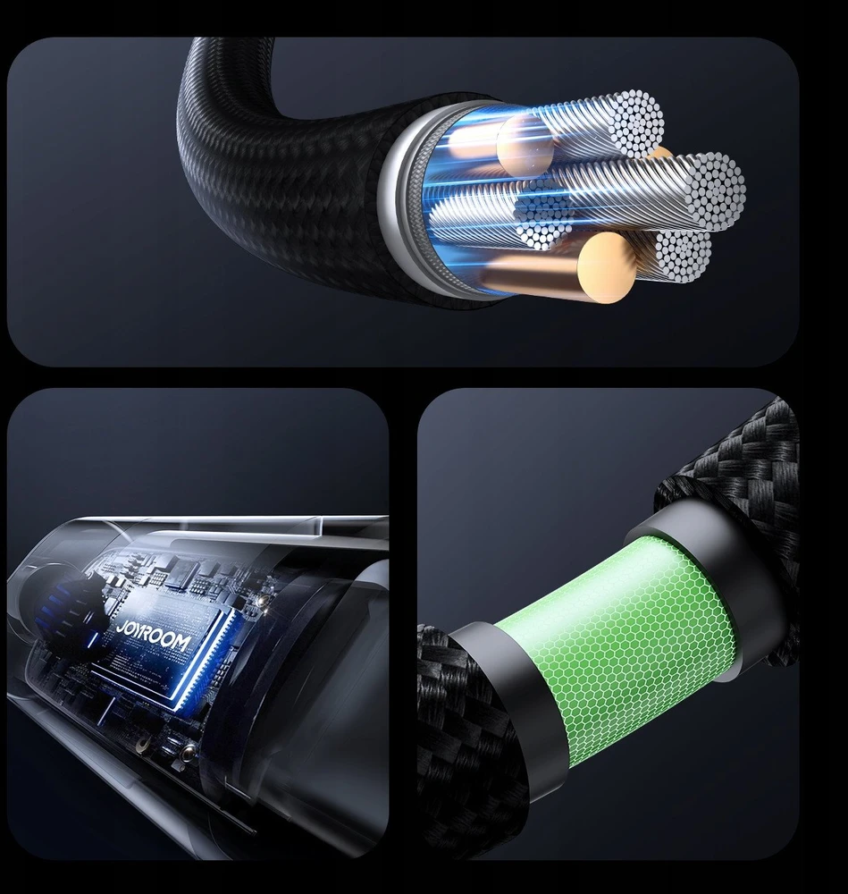 Joyroom S-A16 Pro Prism Series 100W USB-C kabelis – USB-C su Digital Ekranas 1.2m – juodos spalvos