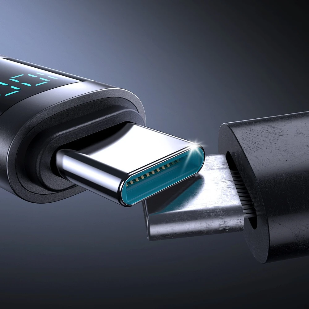 Joyroom S-A16 Pro Prism Series 100W USB-C kabelis – USB-C su Digital Ekranas 1.2m – juodos spalvos