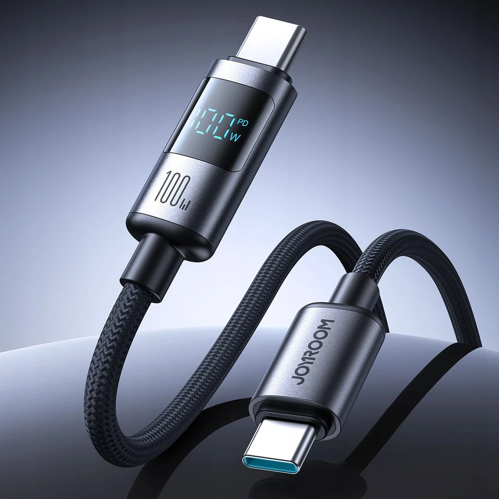 Joyroom S-A16 Pro Prism Series 100W USB-C kabelis – USB-C su Digital Ekranas 1.2m – juodos spalvos