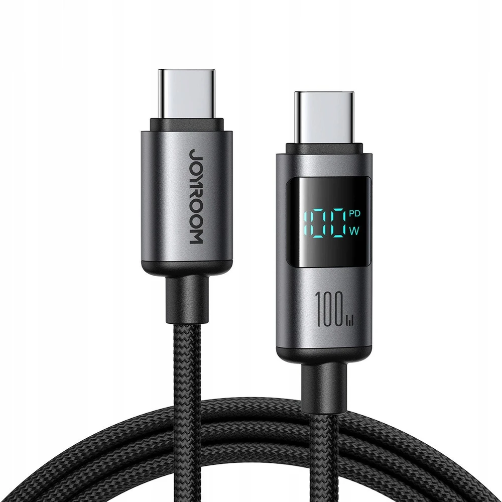 Joyroom S-A16 Pro Prism Series 100W USB-C kabelis – USB-C su Digital Ekranas 1.2m – juodos spalvos