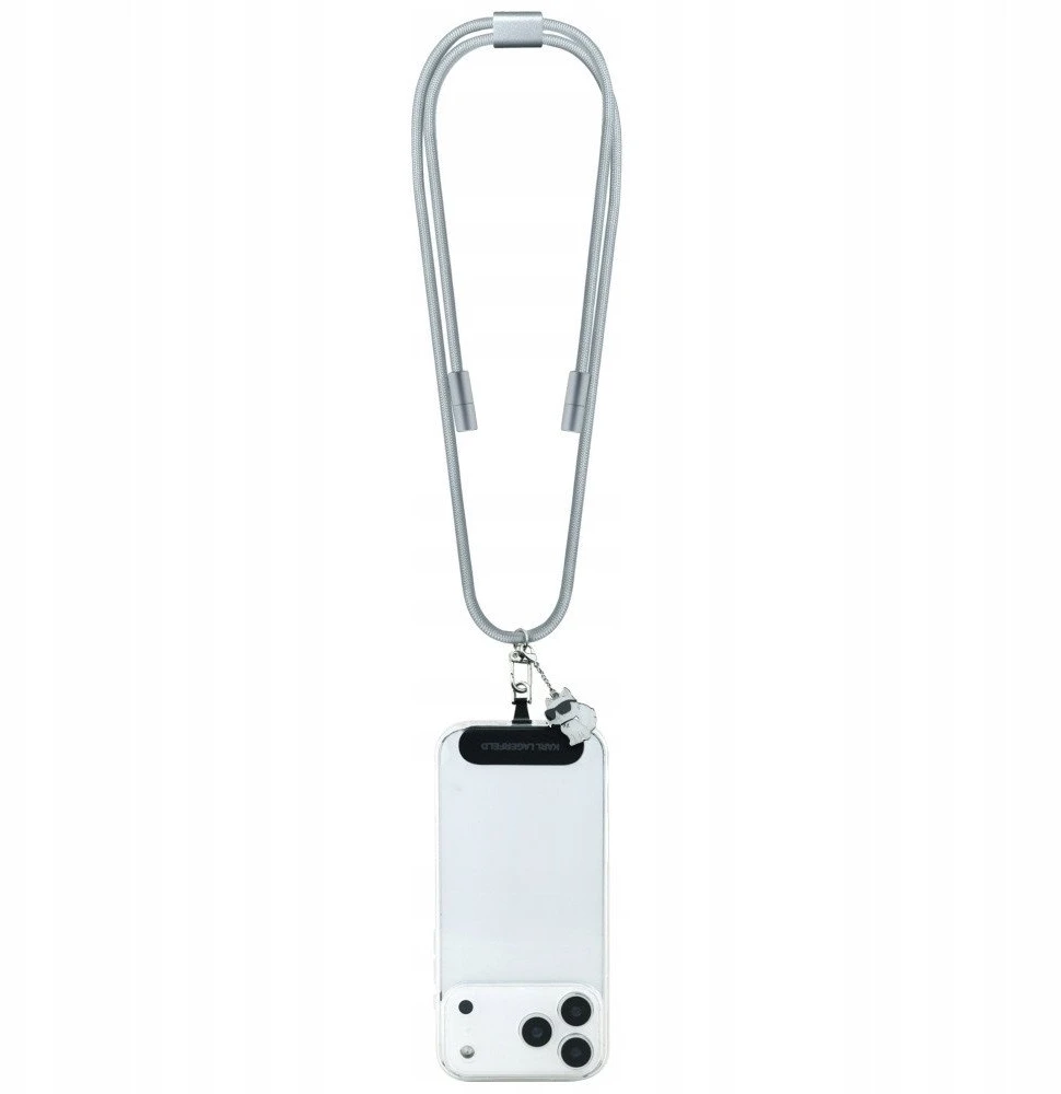 Universal Karl Lagerfeld CBDY Choupette Charm USB-C/USB-C Kabelis Lanyard pilkos spalvos