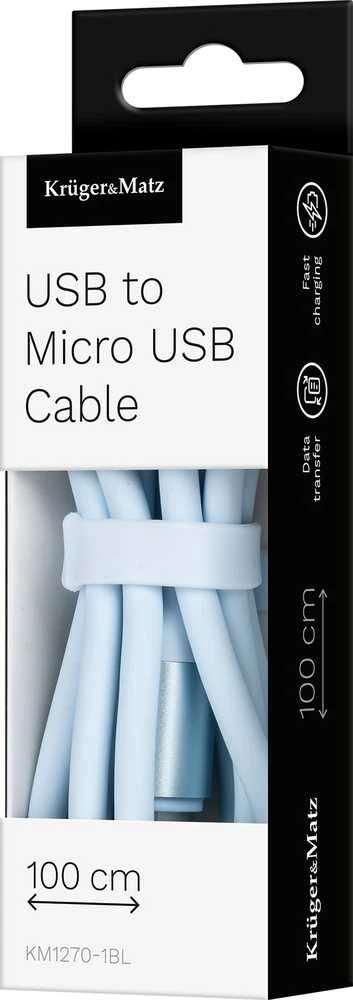 USB - microUSB kabelis 1 m silikoninis mėlynas Kruger & Matz Basic