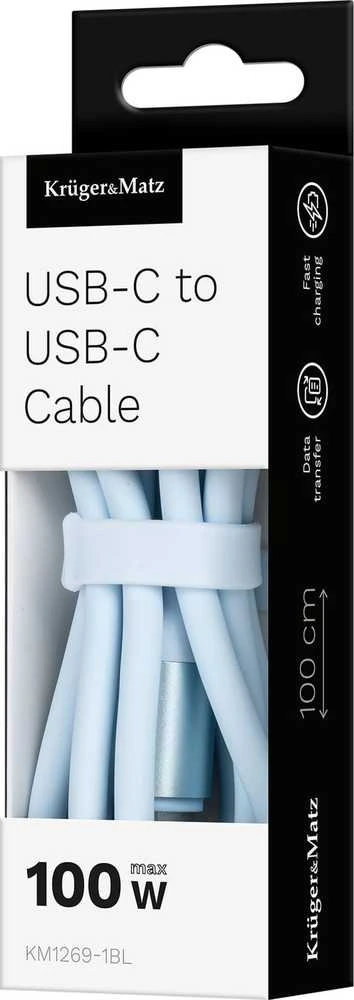 USB tipas C – C tipo USB kabelis 1 m silikono mėlynas Kruger & Matz Basic