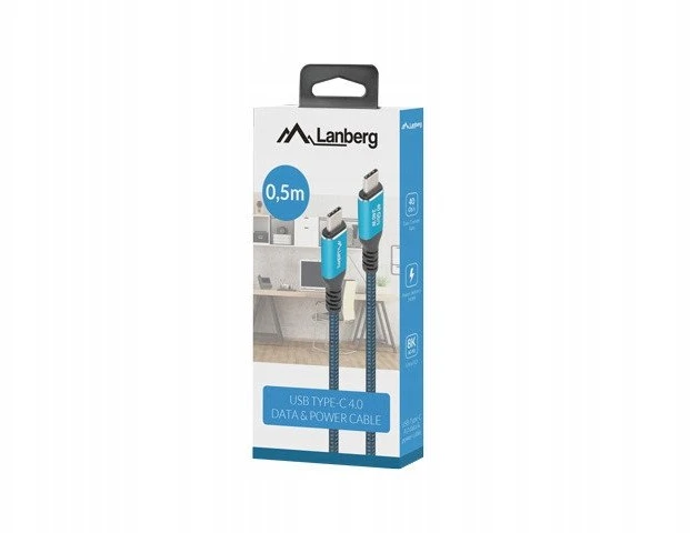 Lanberg | USB-C M/M 4.0 LAIDAS 240W 8K 60Hz | CA-CMCM-44CU-0005-BK
