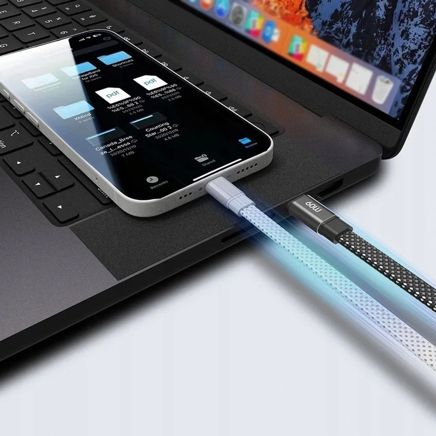 USB laidas Lenyes USB-C - Lightning 1 m Baltas