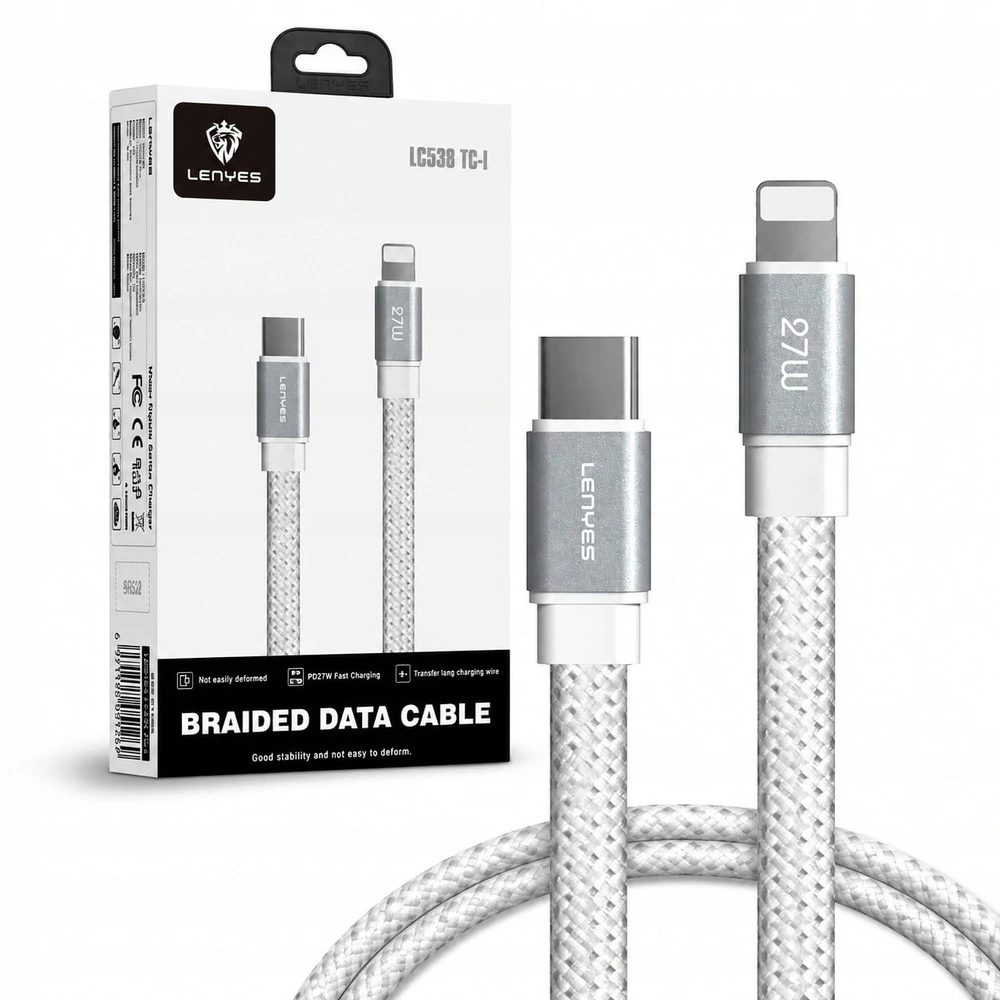 USB laidas Lenyes USB-C - Lightning 1 m Baltas