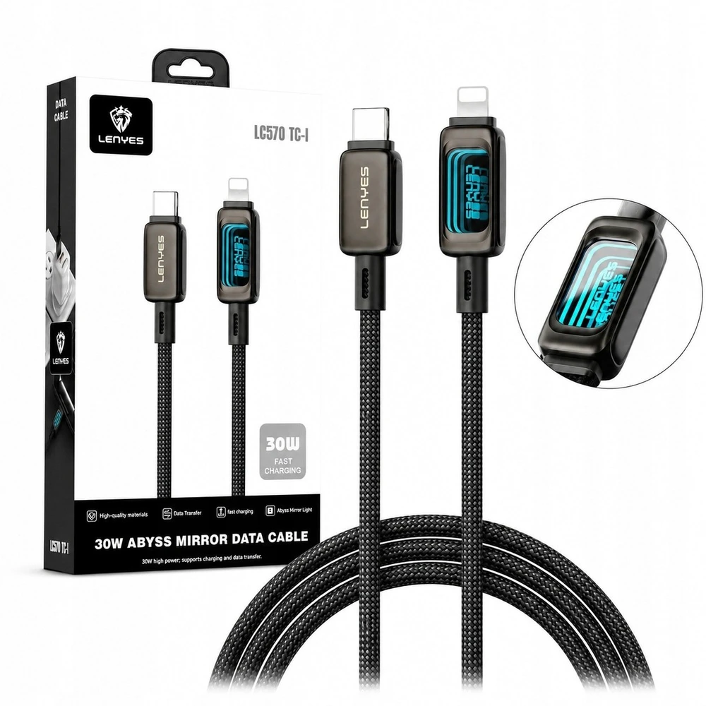 Kabelis USB Lenyes USB-C - Lightning 1.2 m Juodas